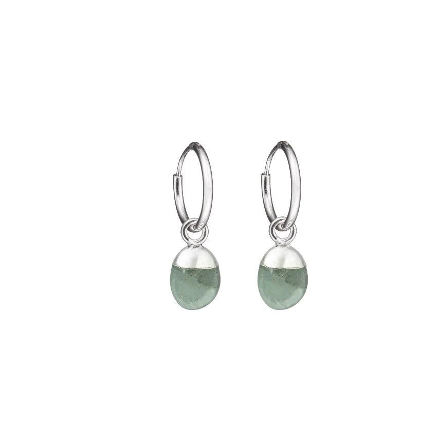 Aquamarine Tiny Tumbled Hoop Earrings