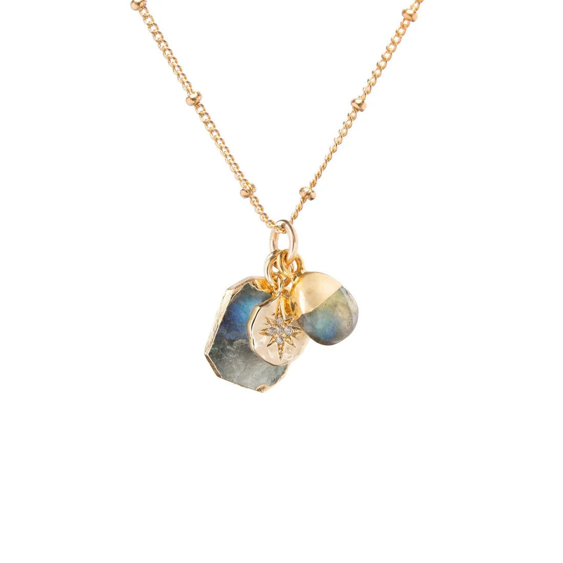 Labradorite Gem Slice Triple Necklace