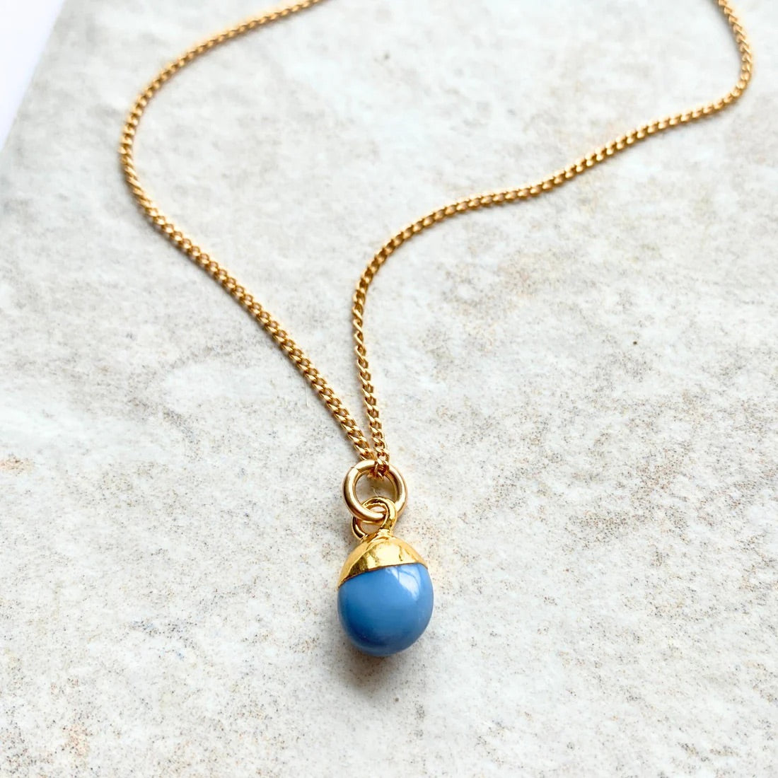 Blue Opal Tiny Tumbled Necklace