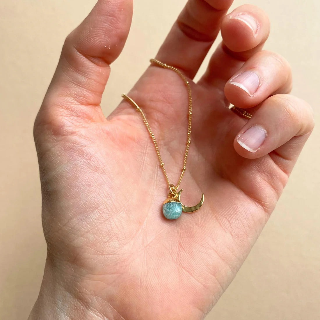 Amazonite & Moon Necklace